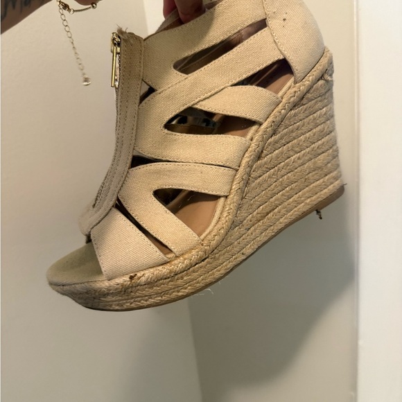 Women's Beige Wedge Sandals - Picture 4 of 4